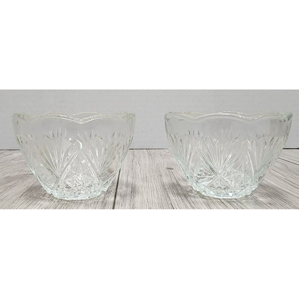 PineCut Collection Crystal Cut Glass Set Of 2 Candle Holders